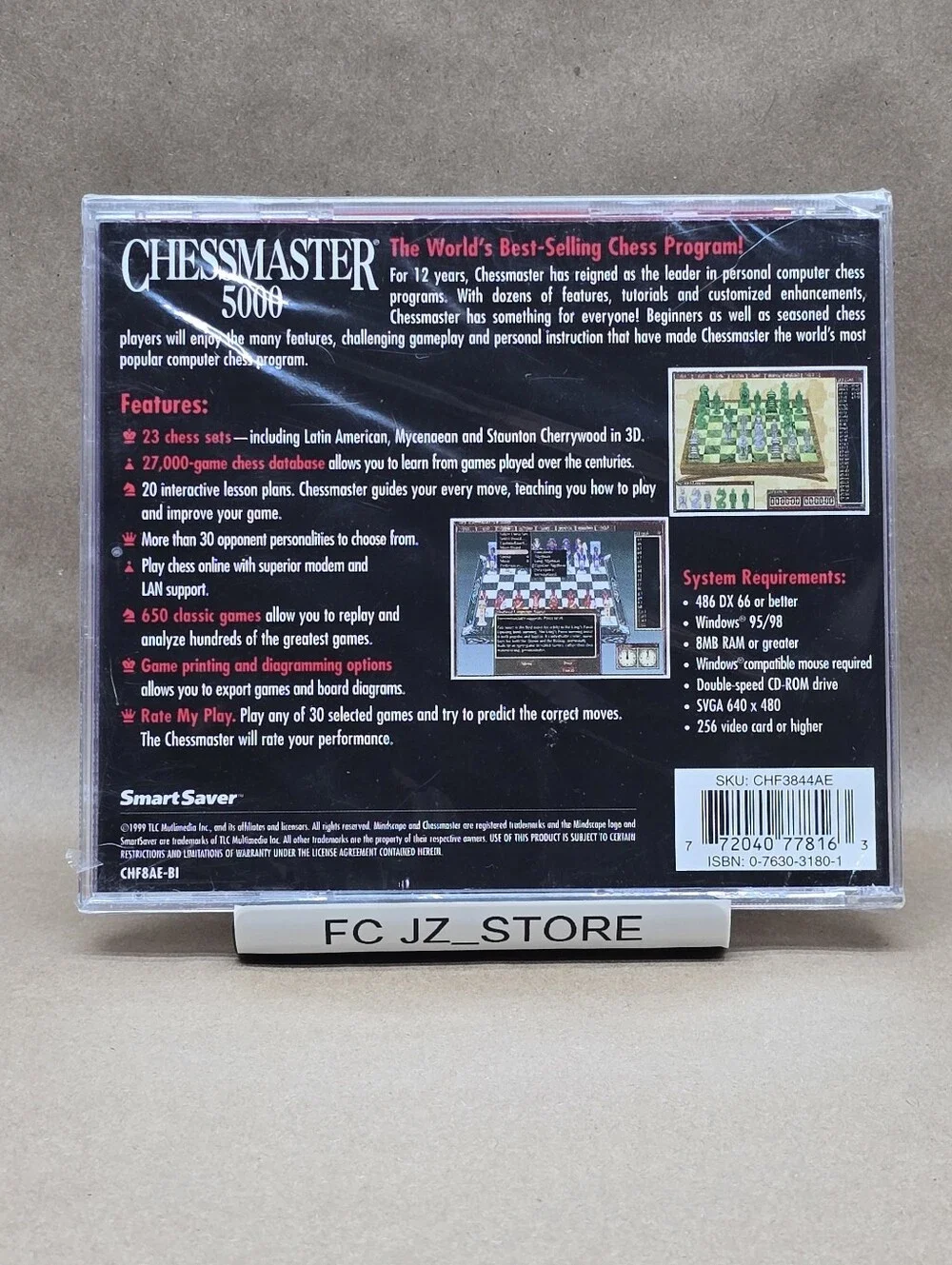 Chessmaster 5000 Smart Saver Series Windows 95, 98 (PC CD-ROM Game, 1999, TLC...